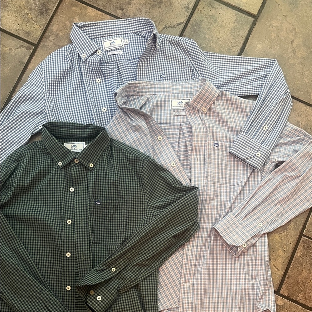 Southern Tide Boys Teen Plaid Button-Down Shirts - Large 12-14 intercostal